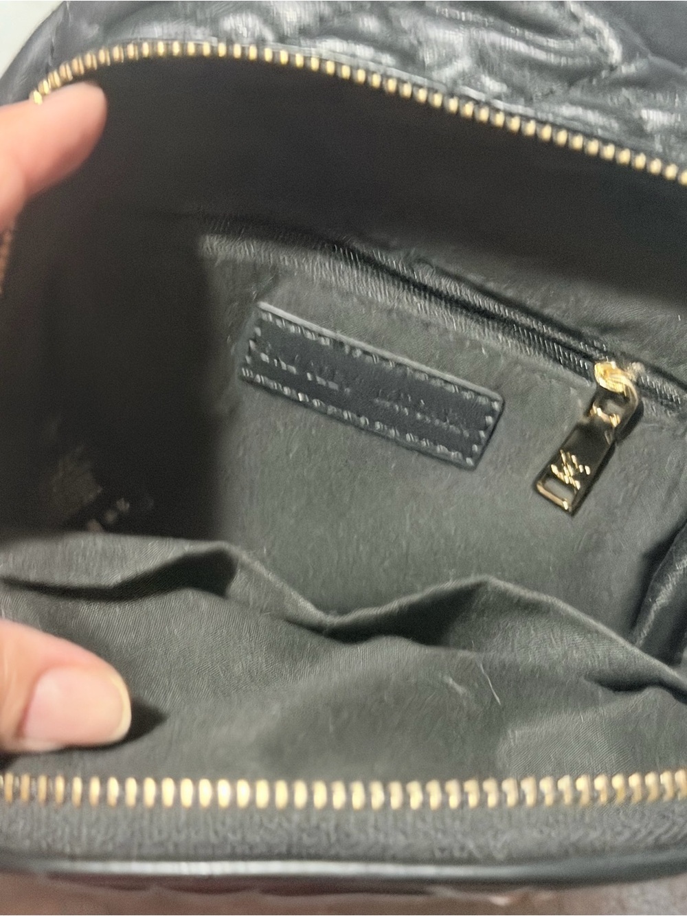 Badgley Mischka Black Quilted Mini Backpack with Gold Hardware - Picture 5 of 13